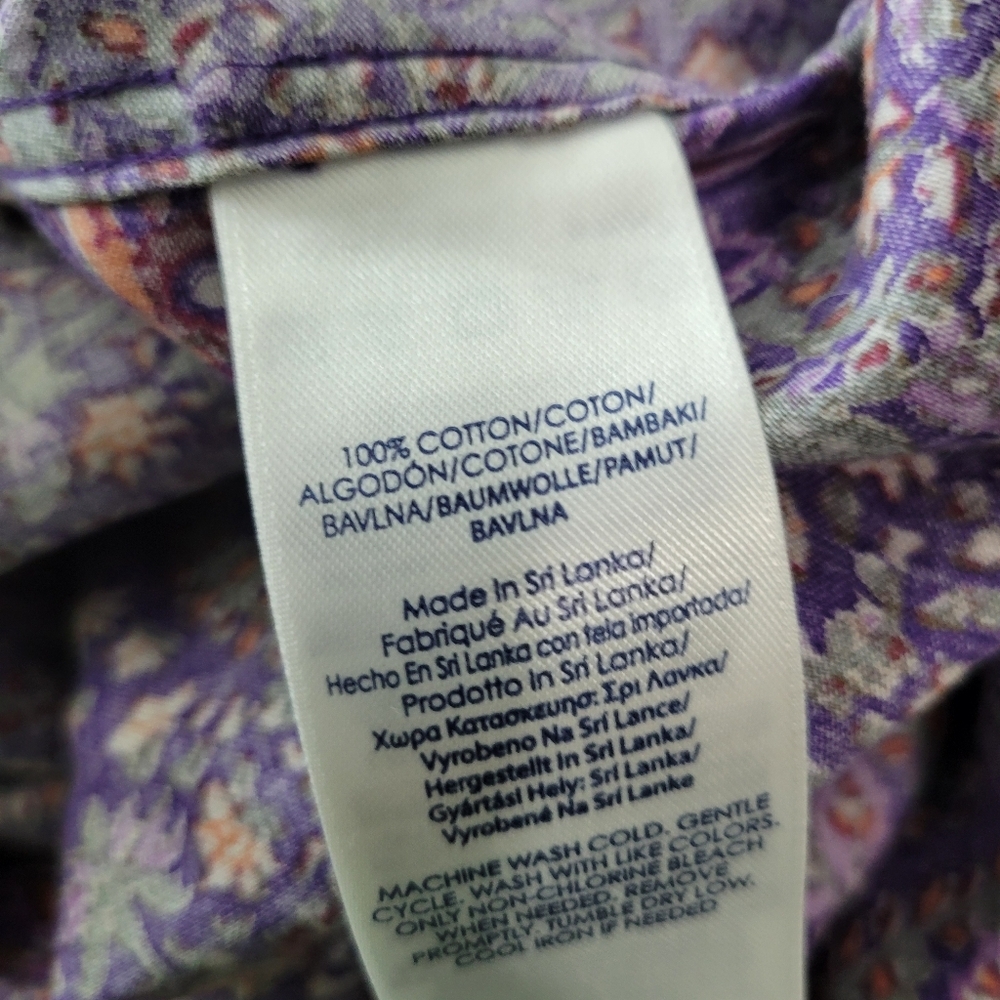 Womans Chaps No Iron Floral Long Sleeve 100% Cotton Button Front Purple Size 2XL - Picture 11 of 11